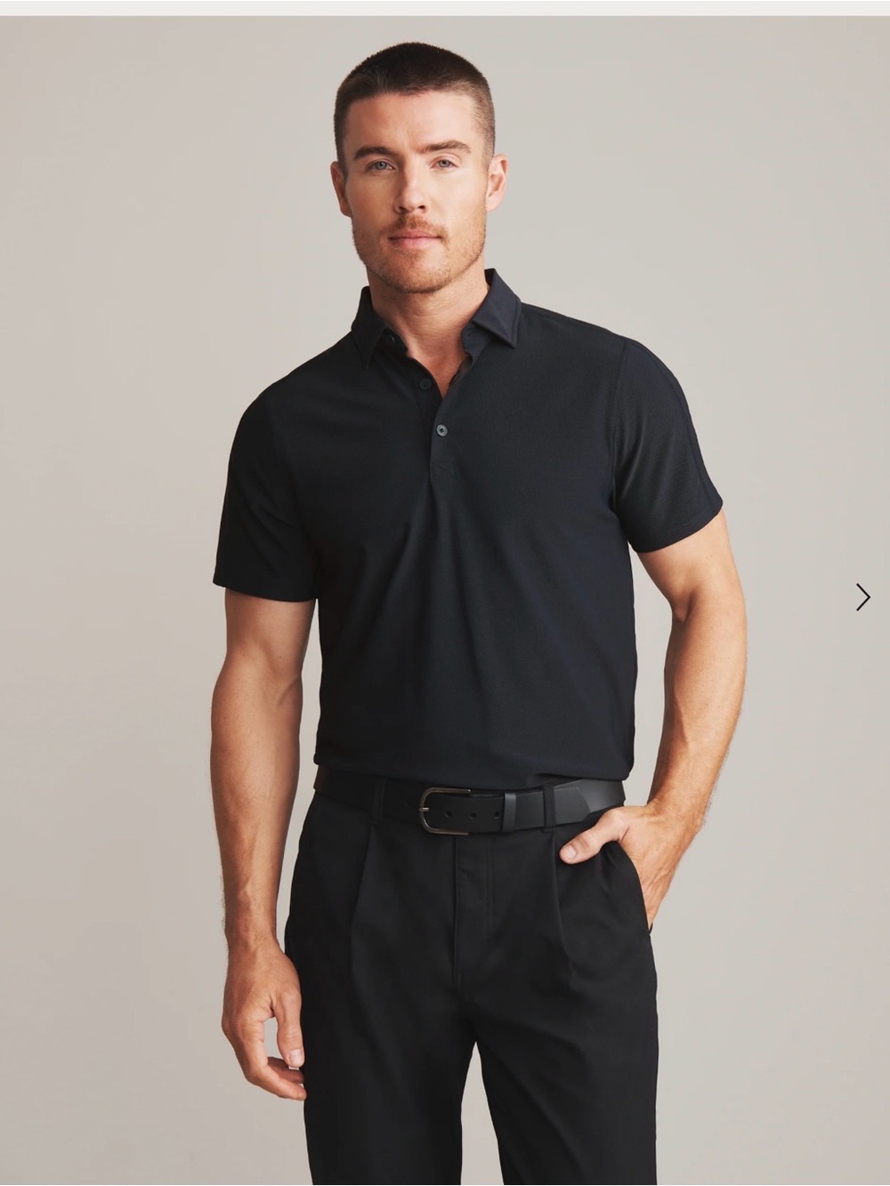 Nordstrom Men's Black Short-Sleeve Polo